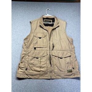 Eddie Bauer Men's XL Beige Zip-Up Fishing/Hiking Outdoor Vest Multiple Pockets